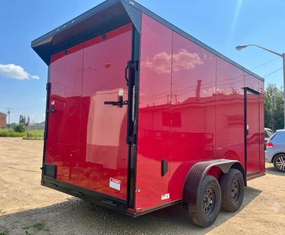 2026 7x14 Enclosed Cargo Trailer | Red with Blackout Trim - Image 2