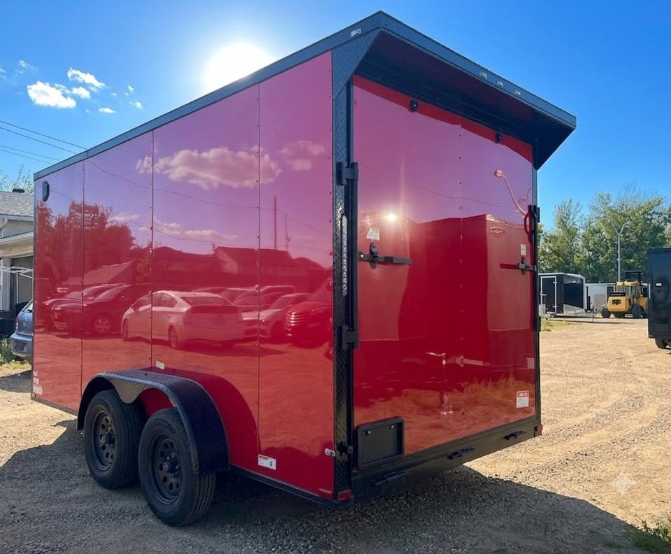 2026 7x14 Enclosed Cargo Trailer | Red with Blackout Trim