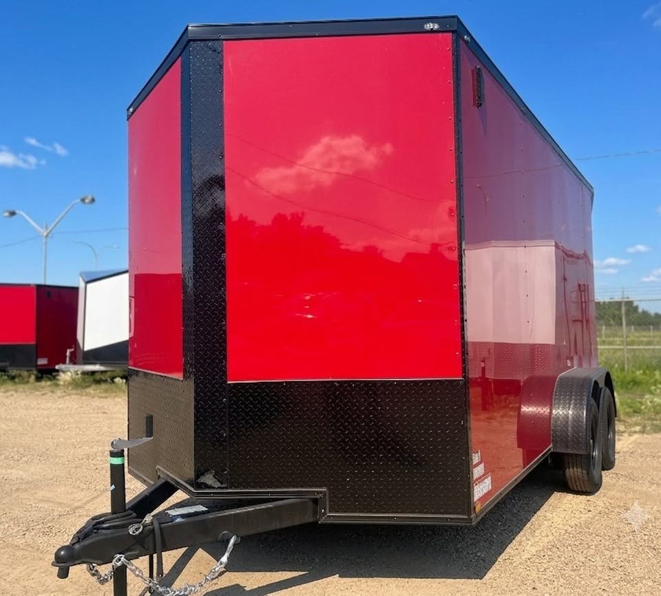 2026 7x14 Enclosed Cargo Trailer | Red with Blackout Trim - Image 4