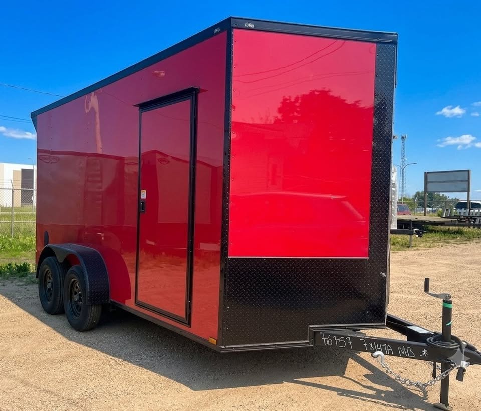 2026 7x14 Enclosed Cargo Trailer | Red with Blackout Trim - Image 5