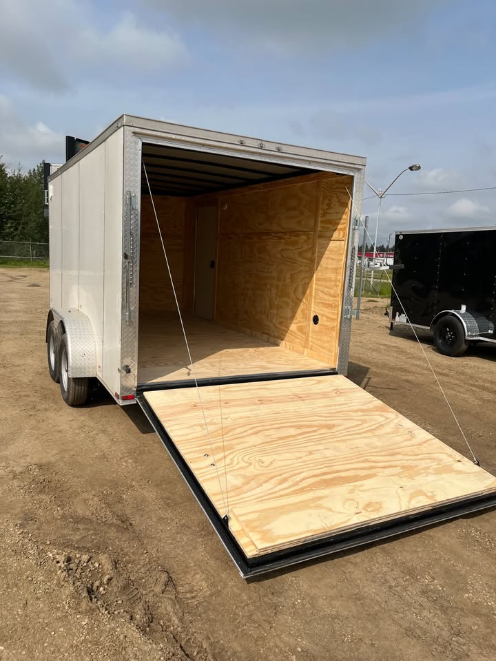 White 2026 7x14 Enclosed Cargo Trailer for Sale in Edmonton