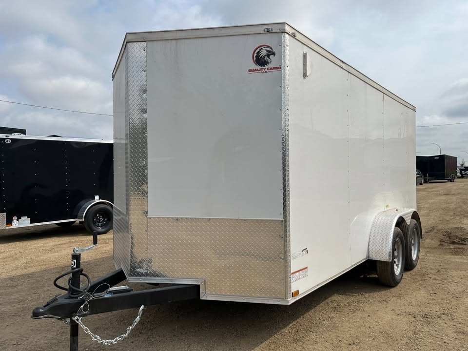 White 2026 7x14 Enclosed Cargo Trailer for Sale in Edmonton
